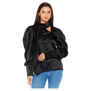 NWT Beulah Women Cowl Neck Long Sleeves Plain Blouse, Black